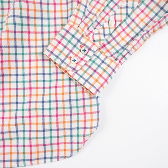 TALBOTS white multicolor check plaid flannel button down shirt size XS - Picture 3 of 8